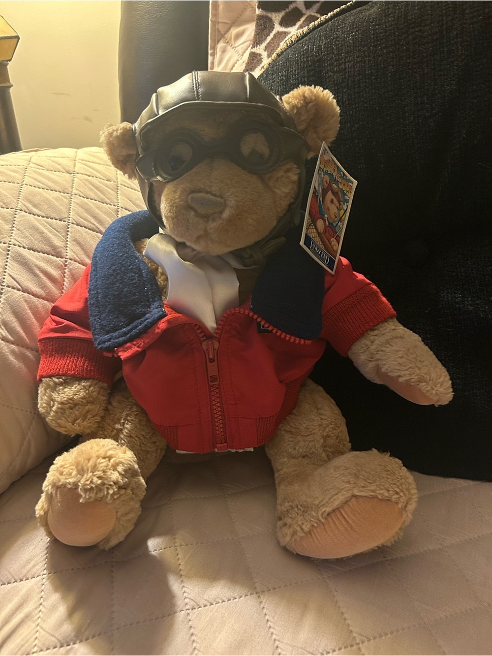Lands' End Pilot Teddy Bear in Red Jacket with Blue Collar